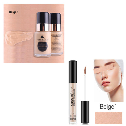 Buy Miss Rose Pack Of 2 Waterproof Moisturizing Oil Free Full Coverage Deep Whitener Liquid Foundation 30ml & Concealer in Pakistan