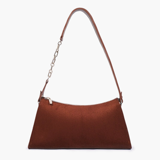 Buy Suede Evening Bag With Chain Handle - Dark Brown in Pakistan