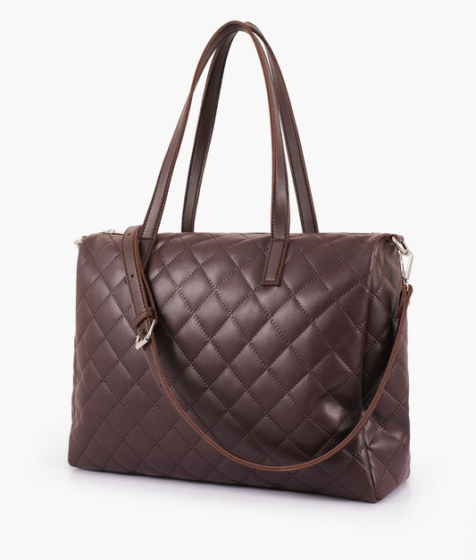 Buy Dark Brown Quilted Carryall Tote Bag in Pakistan