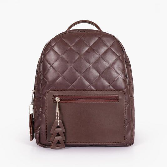 Buy Quilted Mini Backpack - Dark Brown in Pakistan