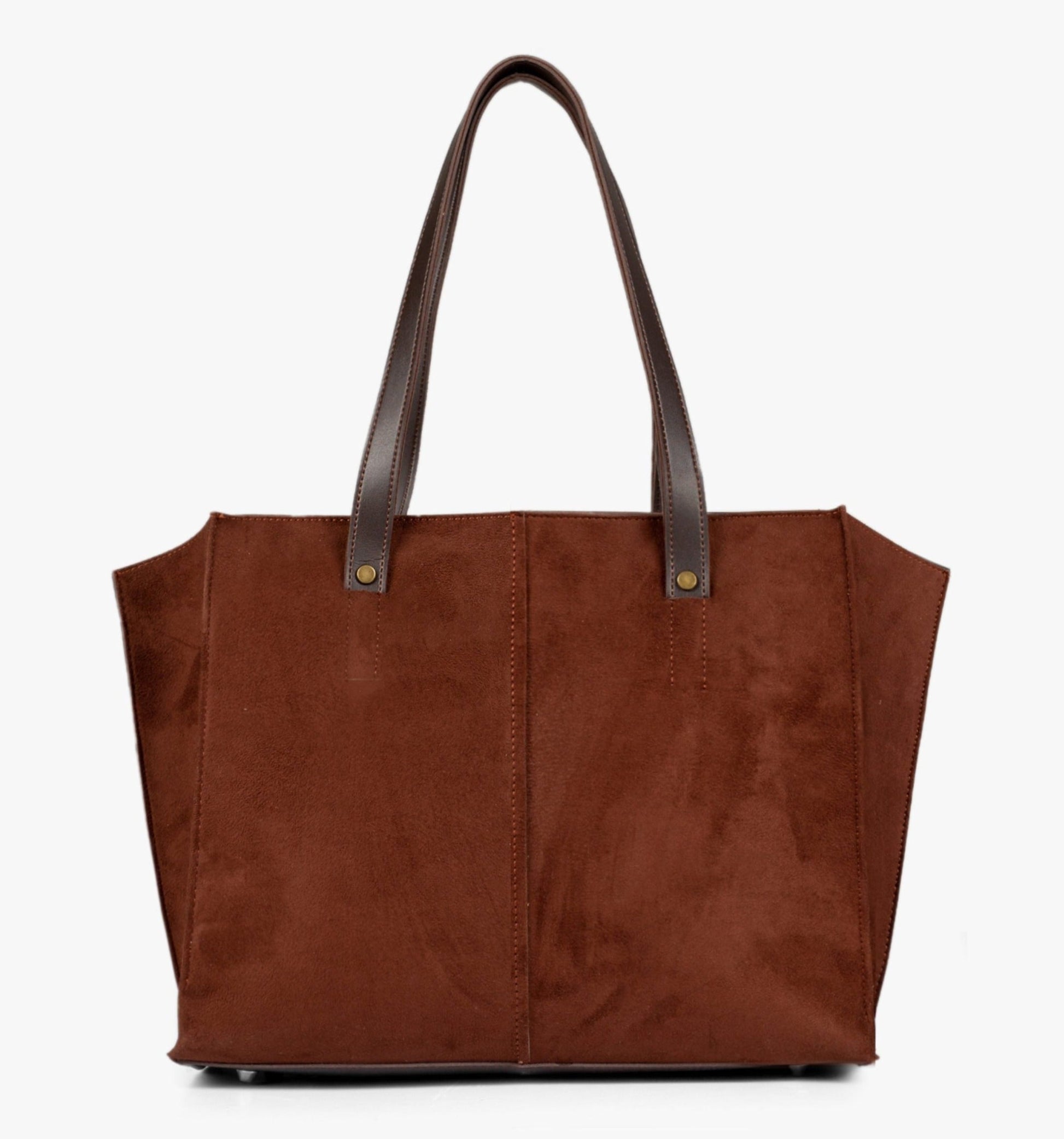 Buy Suede Over The Shoulder Tote Bag - Dark Brown in Pakistan