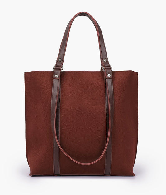Buy Suede Double Handle Tote Bag - Dark Brown in Pakistan