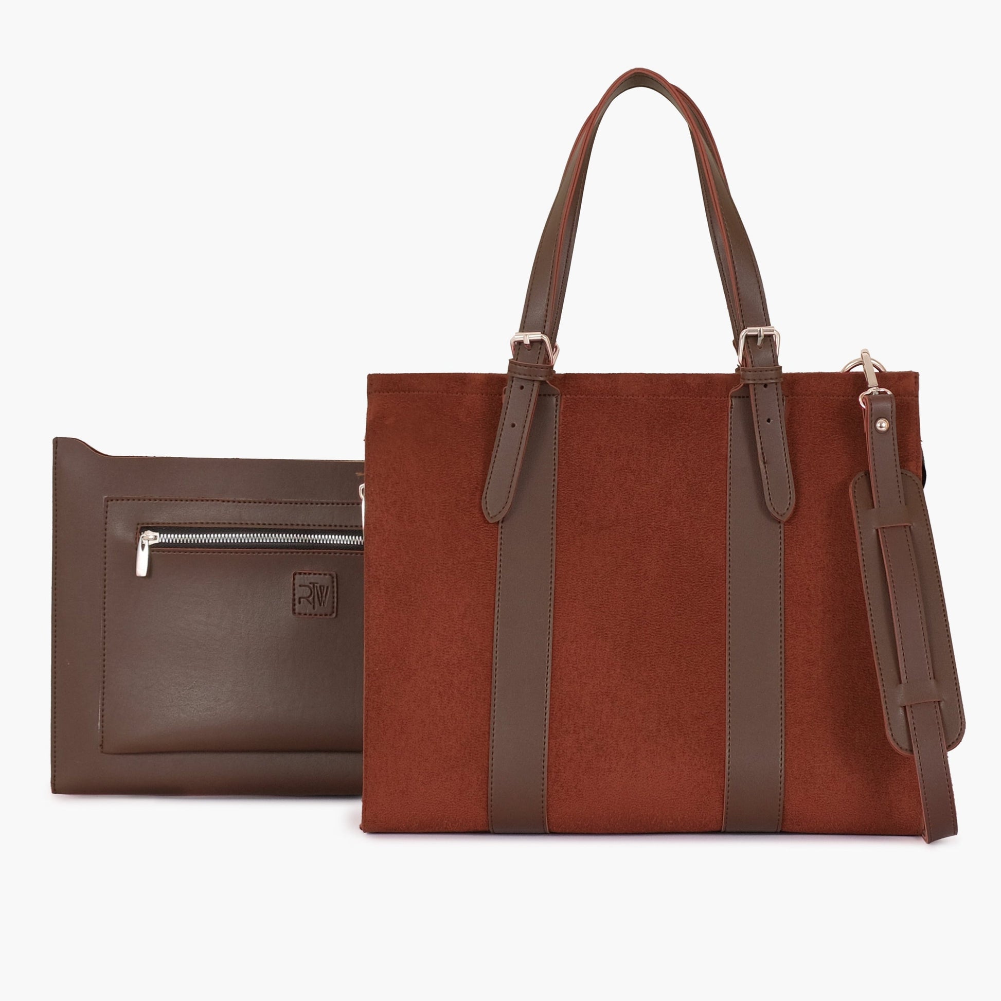 Buy Suede Laptop Bag With Sleeve - Dark Brown in Pakistan