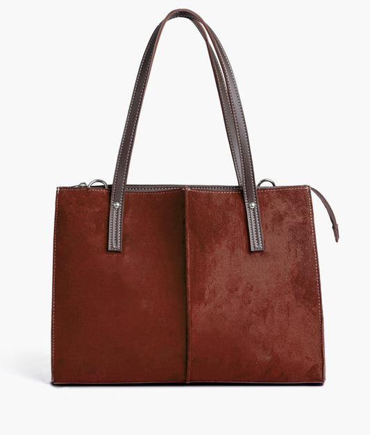 Buy Suede Work Tote Bag - Dark Brown in Pakistan