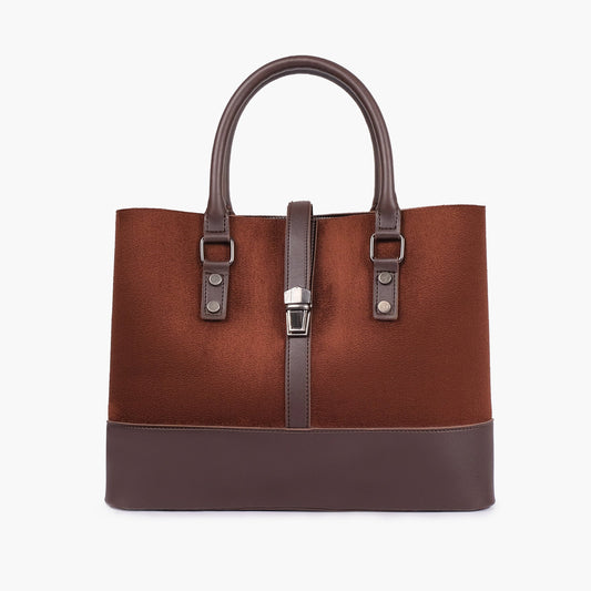 Buy Suede Multi Compartment Shoulder Bag - Dark Brown in Pakistan