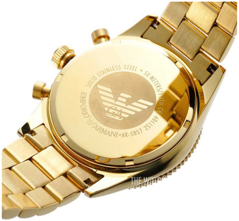 Buy Emporio Armani Black Dial Gold Steel Strap Watch for Men - AR5857 in Pakistan