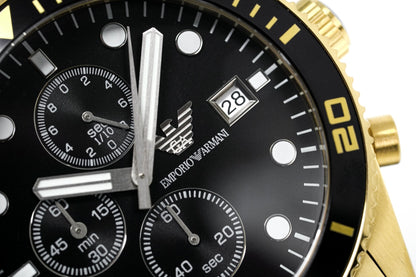 Buy Emporio Armani Black Dial Gold Steel Strap Watch for Men - AR5857 in Pakistan