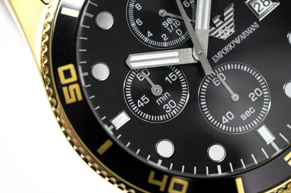 Buy Emporio Armani Black Dial Gold Steel Strap Watch for Men - AR5857 in Pakistan