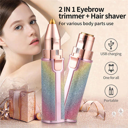 Buy Facial Beauty - 2 In 1 Rechargeable Electric Eyebrow Trimmer + Body Facial Hair Removal in Pakistan