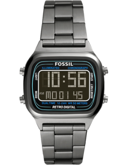 Buy Retro Digital Smoke Digital Dial Grey Steel Strap Watch For Men in Pakistan