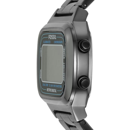 Buy Retro Digital Smoke Digital Dial Grey Steel Strap Watch For Men in Pakistan