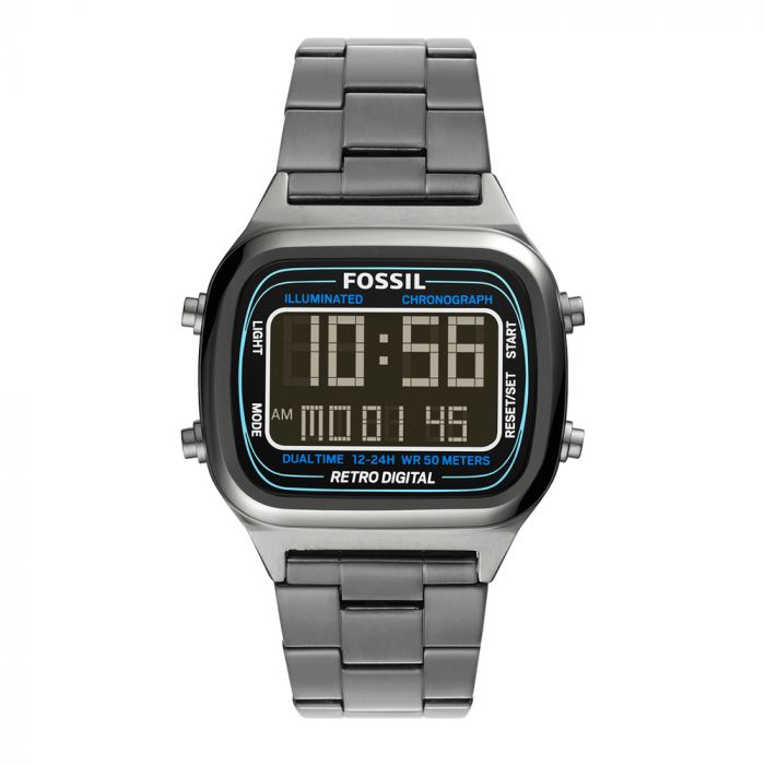 Buy Retro Digital Smoke Digital Dial Grey Steel Strap Watch For Men in Pakistan