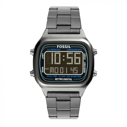Buy Retro Digital Smoke Digital Dial Grey Steel Strap Watch For Men in Pakistan