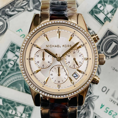 Buy Michael Kors Ritz Gold Dial Two Tone Steel Strap Watch for Women - MK6322 in Pakistan
