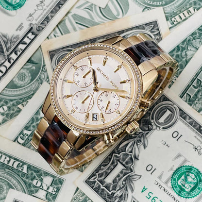 Buy Michael Kors Ritz Gold Dial Two Tone Steel Strap Watch for Women - MK6322 in Pakistan