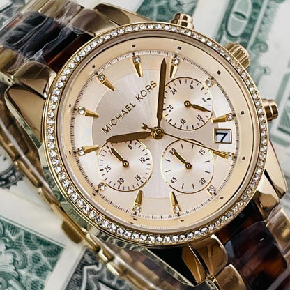 Buy Michael Kors Ritz Gold Dial Two Tone Steel Strap Watch for Women - MK6322 in Pakistan