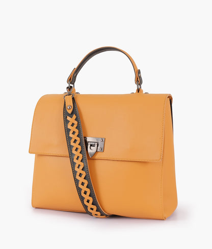 Buy Mustard Flap-over Top-handle Bag in Pakistan