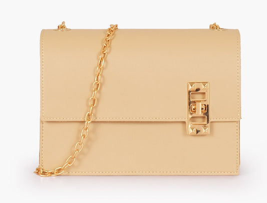 Buy Chain Shoulder Bag With Twist Lock - Off White in Pakistan