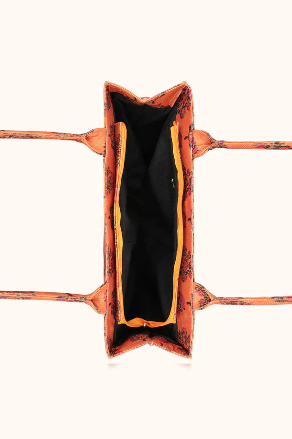 Buy Canvas Tote Bag Orange Floral in Pakistan