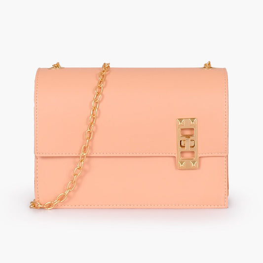 Buy Chain Shoulder Bag with Twist Lock - Peach in Pakistan