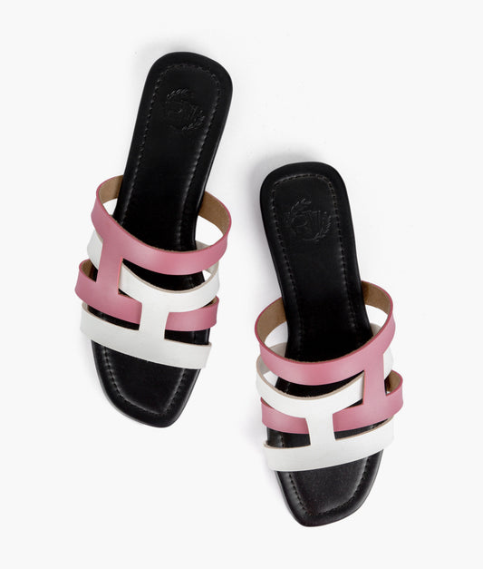 Buy Pink And White Color Blocking Flats in Pakistan