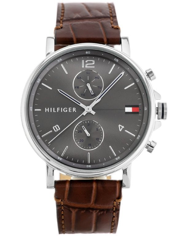 Buy Tommy Hilfiger Daniel Grey Dial Brown Leather Strap Watch for Men - 1710416 in Pakistan