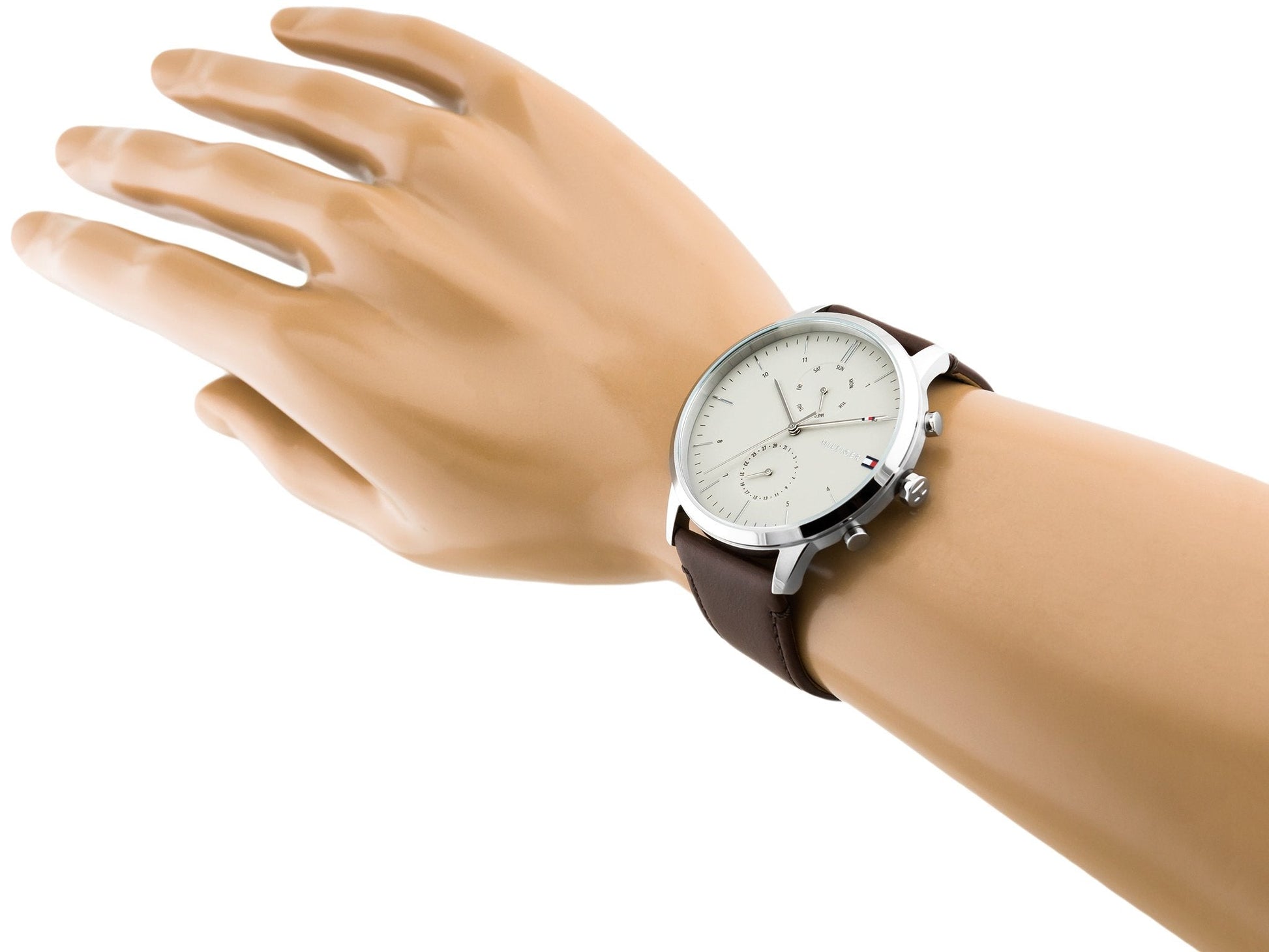 Buy Tommy Hilfiger Evan White Dial Brown Leather Strap Watch for Men - 1710404 in Pakistan