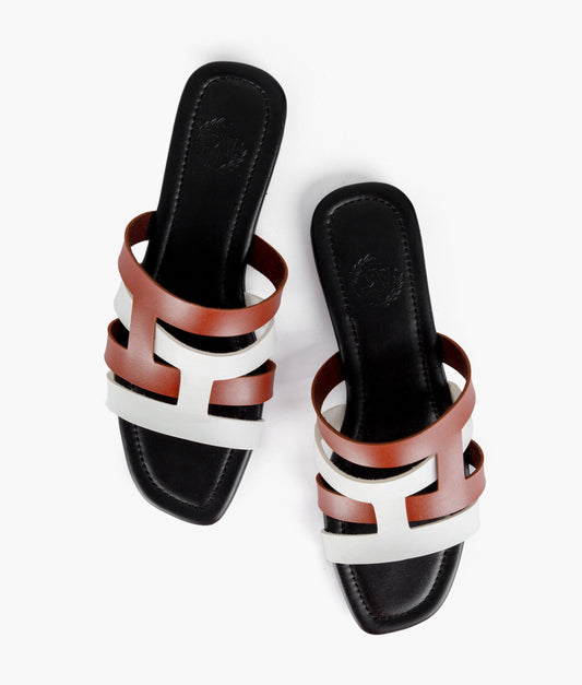 Buy Rust And White Color Blocking Flats in Pakistan