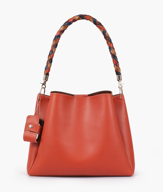 Buy Handbag With Braided Handle - Rust in Pakistan