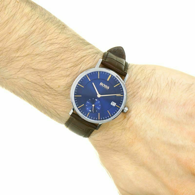 Buy Hugo Boss Grand Corporal Blue Dial Brown Leather Strap Watch for Men - 1513639 in Pakistan