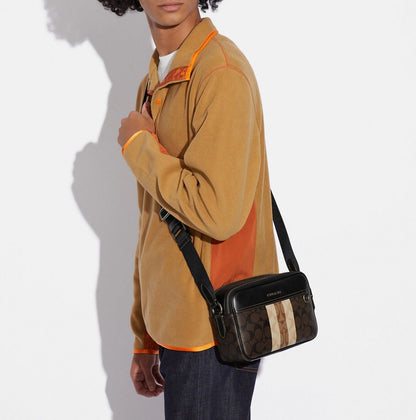 Buy Coach Graham Crossbody In Blocked Signature Canvas With Varsity Stripe Small Bag in Pakistan