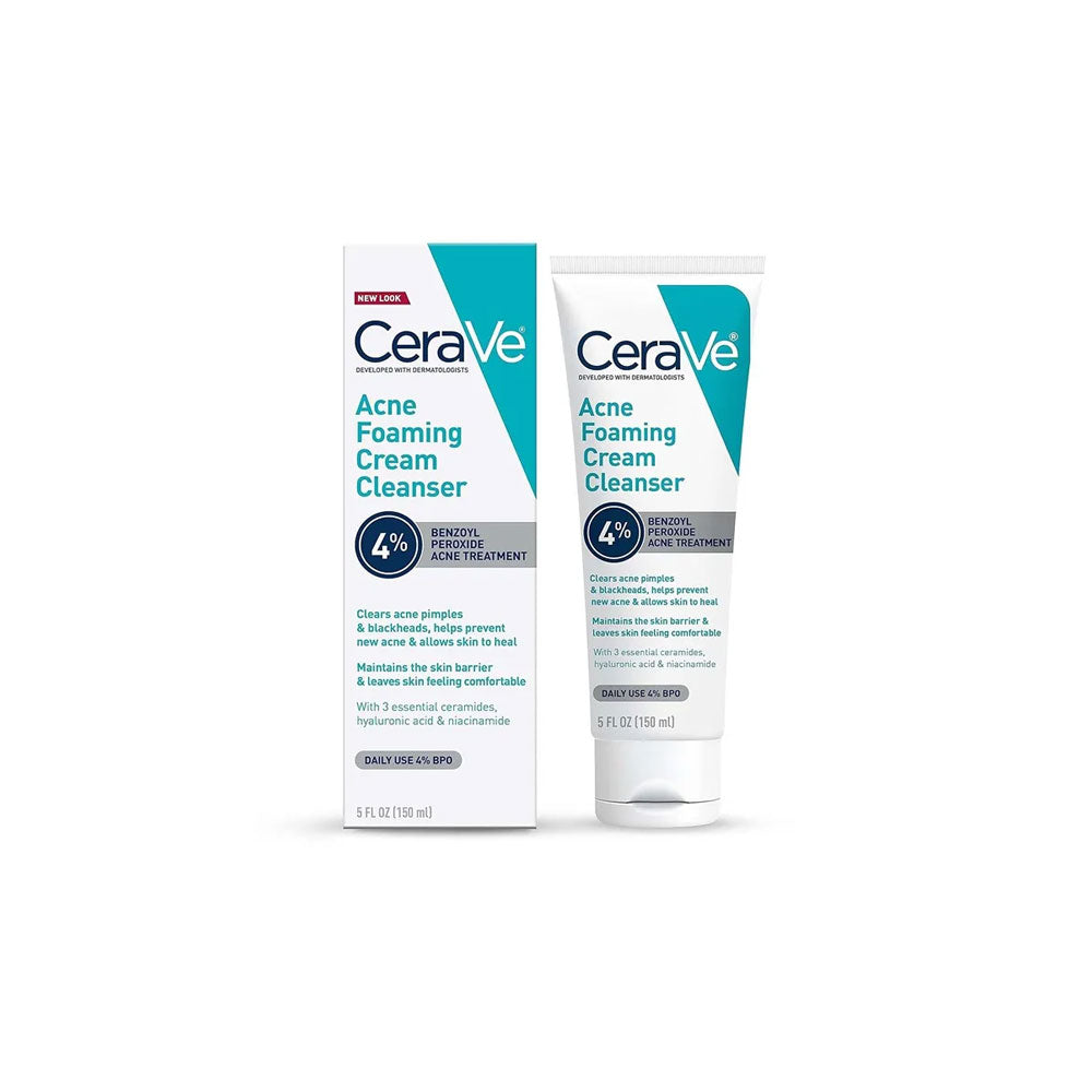 CeraVe Acne Foaming Cream Cleanser packaging on a white background